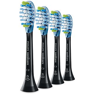 PHILIPS SONICARE C3 Premium Plaque Defence HX9044/33 (4 Stück) - Aufteckbürsten (Schwarz)