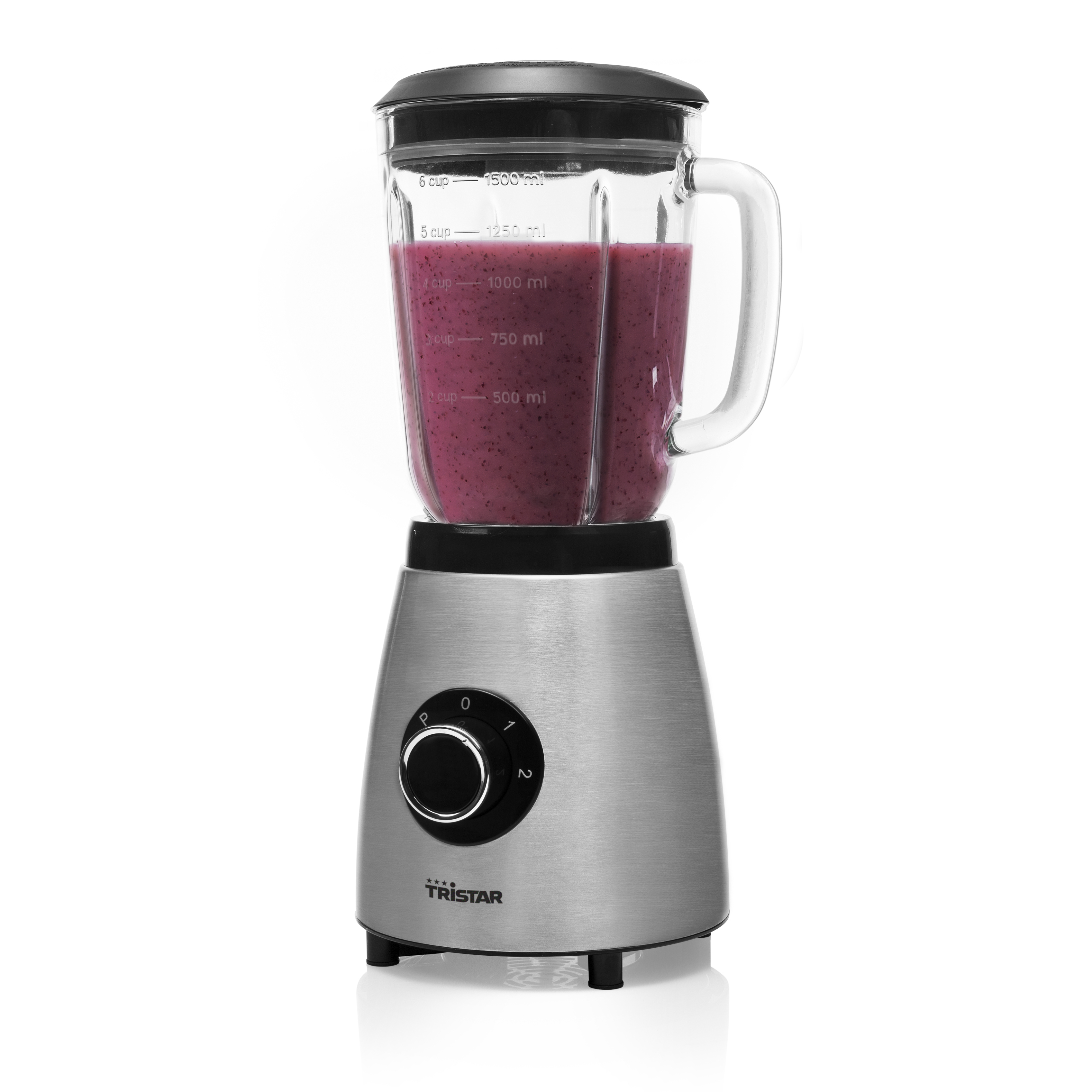 Batidora de vaso - Tristar BL-4458, 500 W, 1.5 L, 2 velocidades, Acero inoxidable