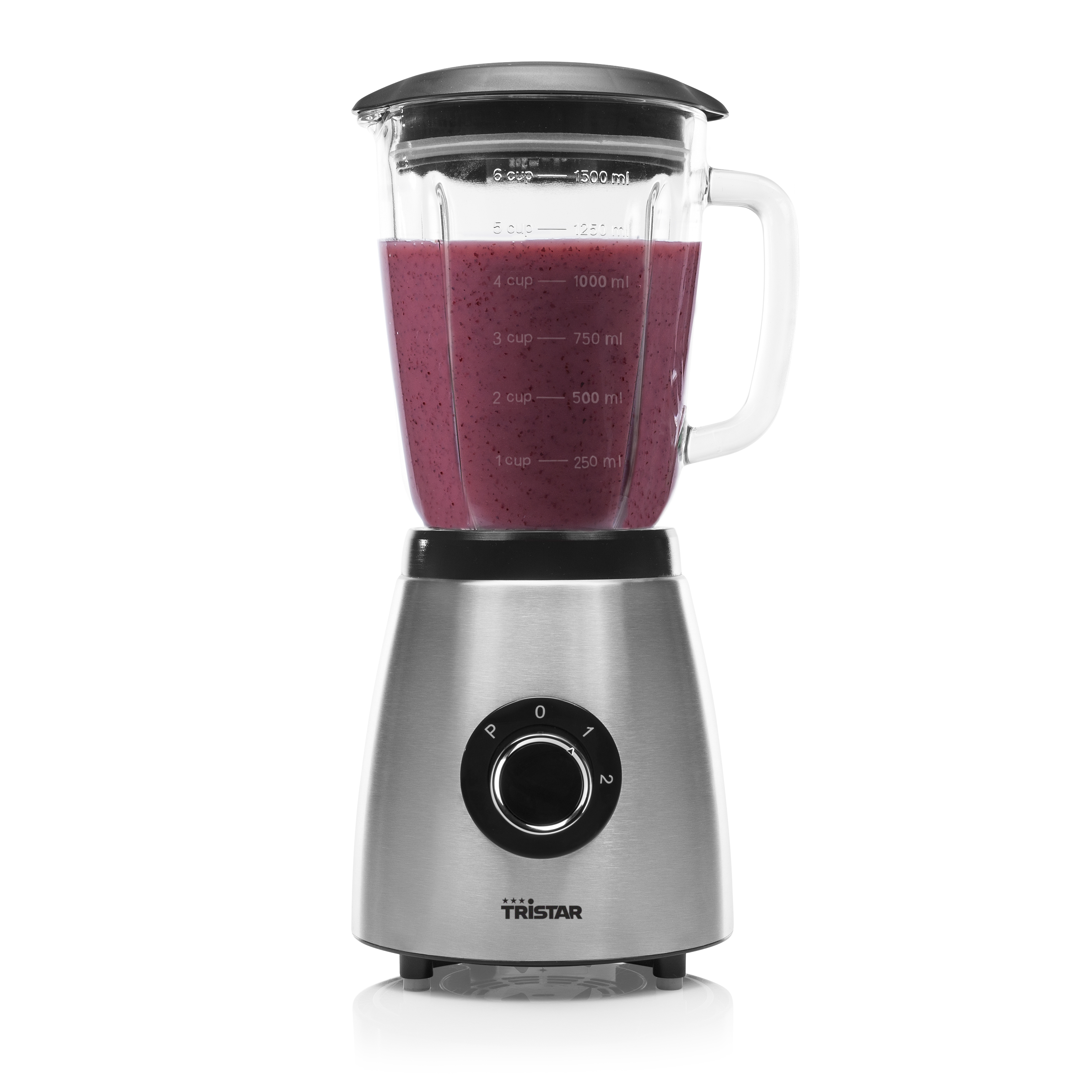 Batidora de vaso - Tristar BL-4458, 500 W, 1.5 L, 2 velocidades, Acero inoxidable