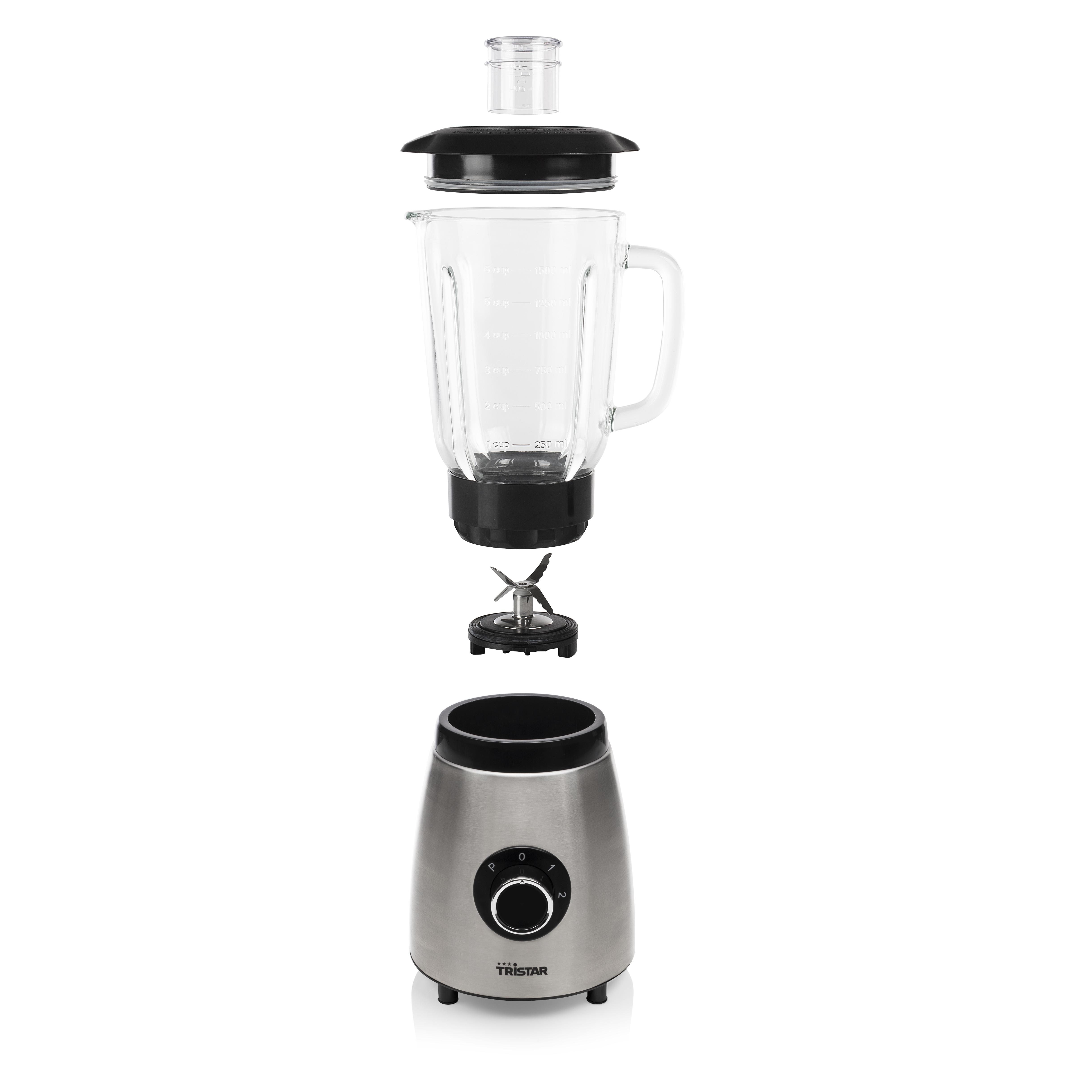 Batidora de vaso - Tristar BL-4458, 500 W, 1.5 L, 2 velocidades, Acero inoxidable