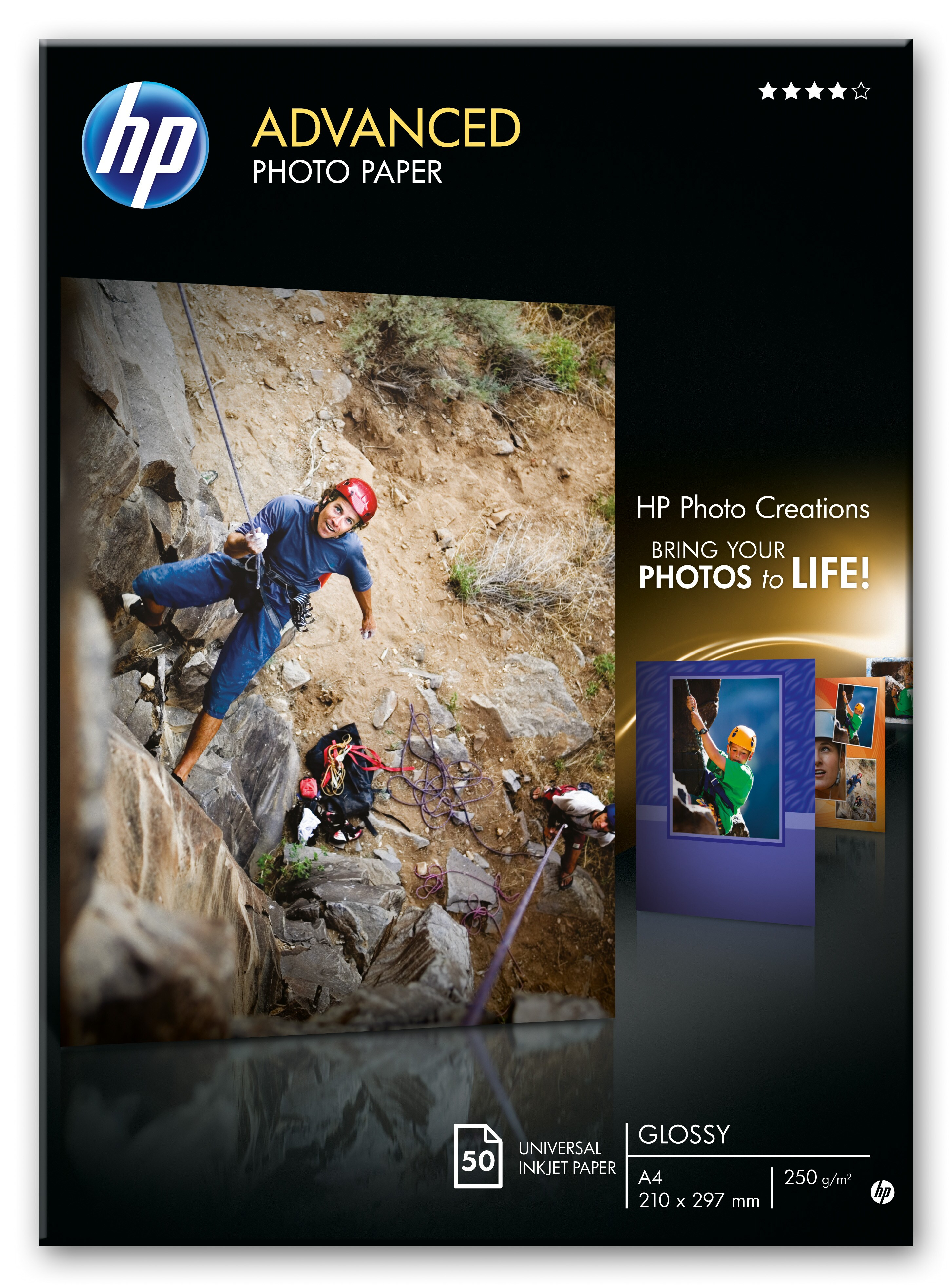 Papel fotográfico - HP Advanced Glossy Photo Paper, A4 (210 x 297 mm), 50 hojas, Q8698A