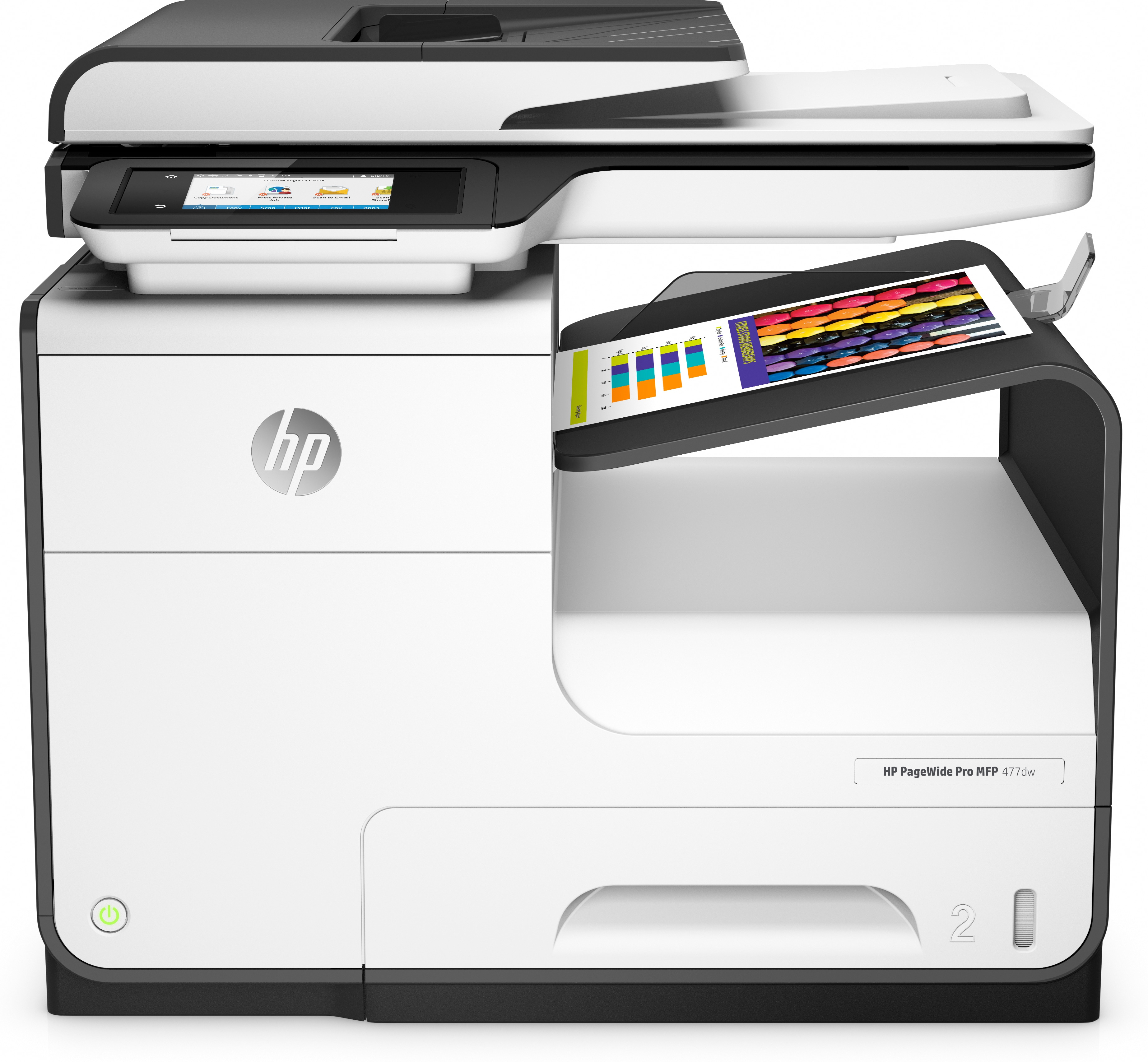 Impresora multifunción - HP PageWide Pro 477dw, Color, Doble cara, 55 ppm, 2400 x 1200, WiFi, 768 MB