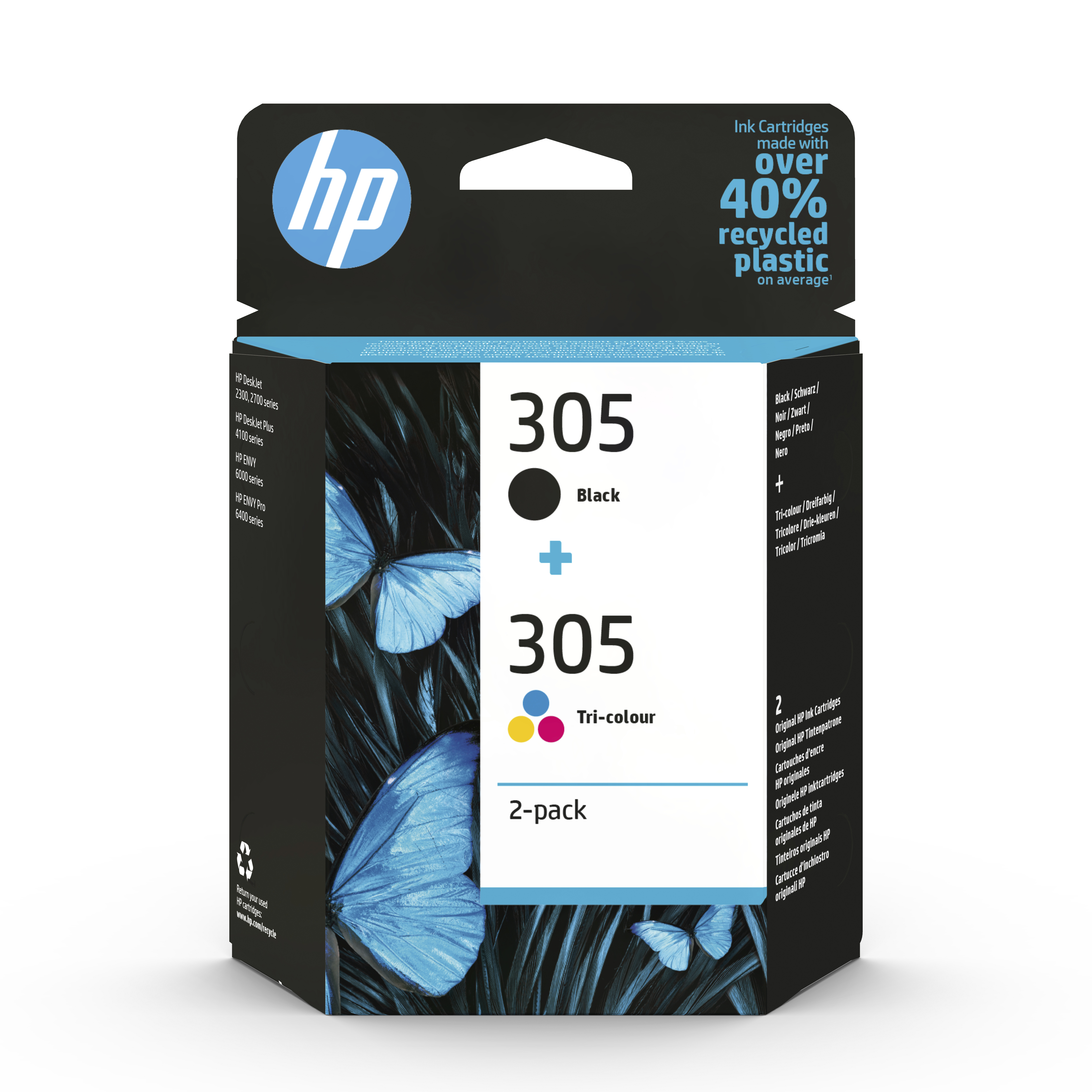 305XL 305 XL cartridges compatibel met HP 305XL 305 XL voor HP DeskJet 2700 2710 2720 DeskJet Plus 4110 4120 Envy 6010 6020 6032 Envy Pro 6400 6420 (zwarte kleur, 2 stuks