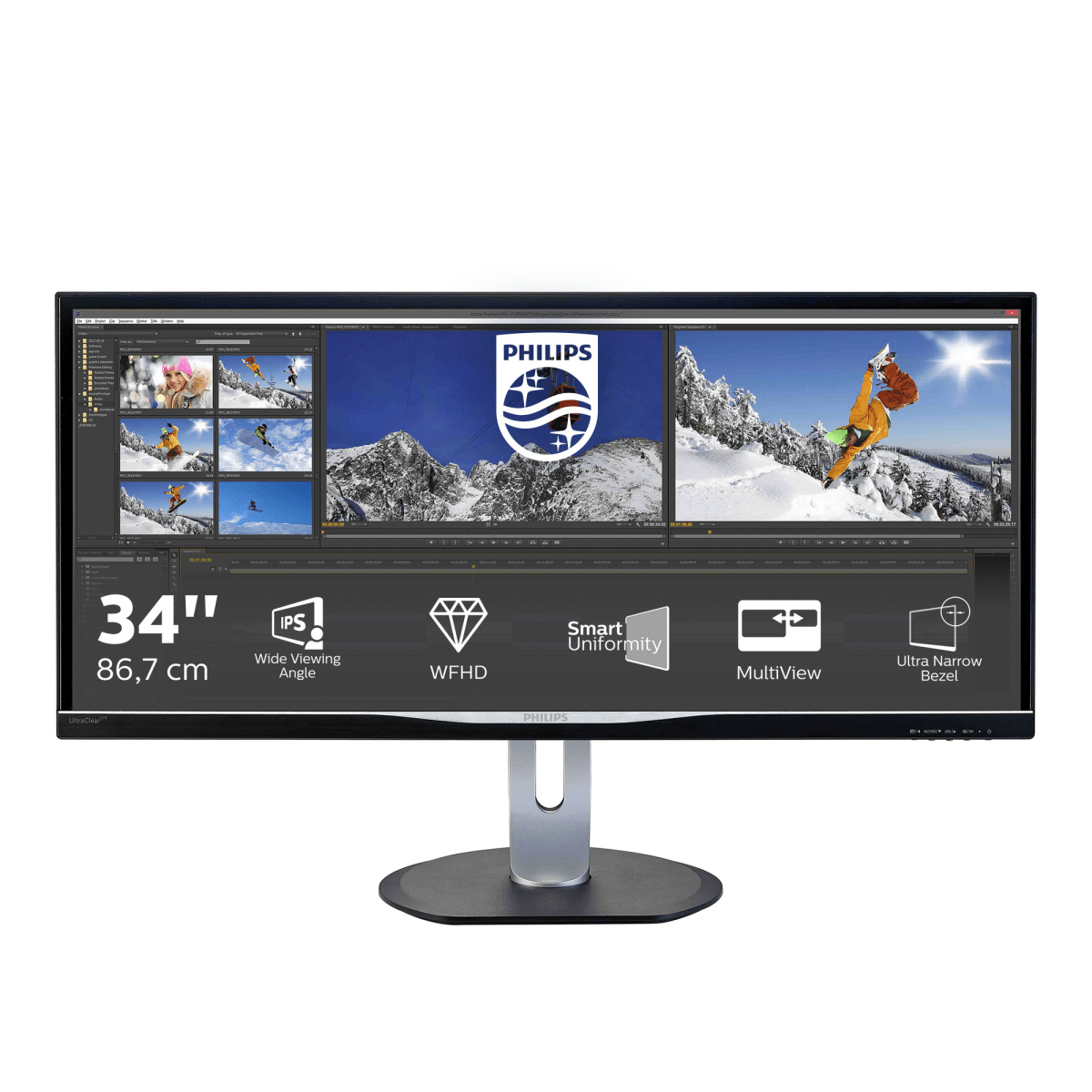 PHILIPS BDM3470UP/00 34 inç W-LED (MHL-HDMI+DVI+VGA+DP+4xUSB) Ultra Wide QHD IPS LCD Monitör
