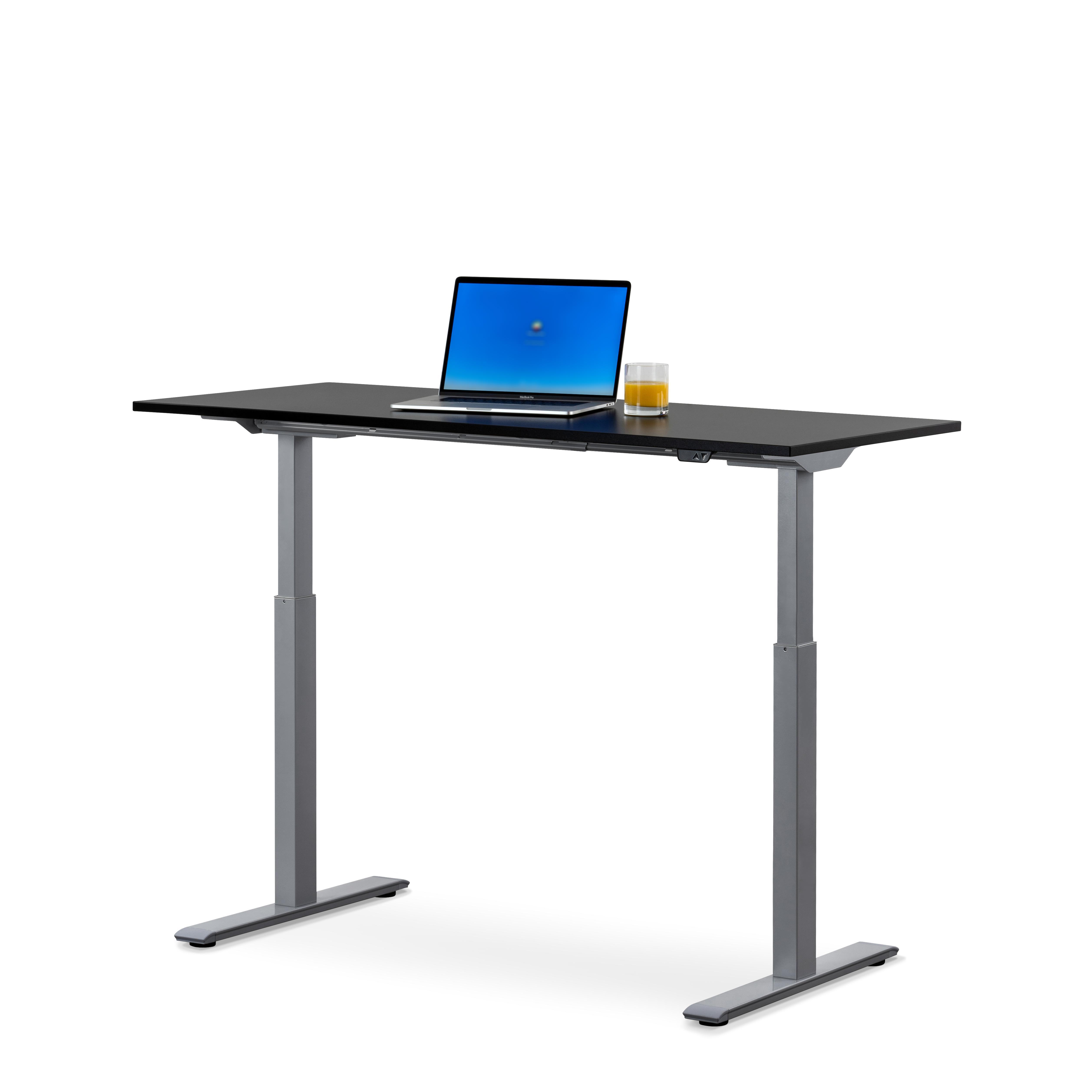 WRK21 140x60 cm elektronisch höhenverstellbarer Steh-Sitz Schreibtisch Tischgestell: Grau Tischplatte: Schwarz