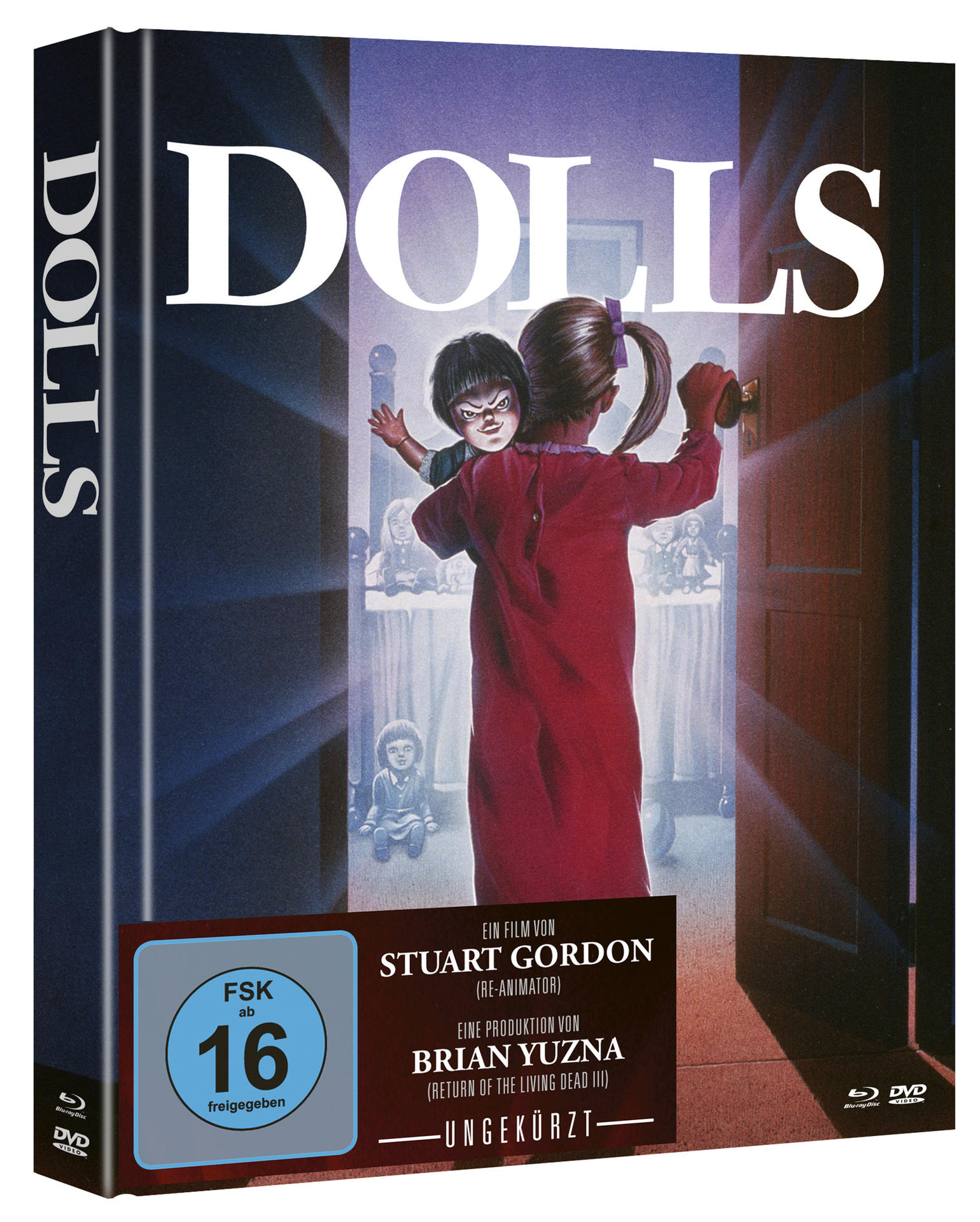 DVD-Cover des Films 'Dolls', mit einem unheimlichen Puppenbild.