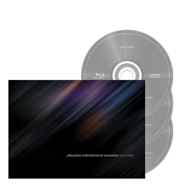 Drei CDs und ein Cover mit abstrakter Kunst.