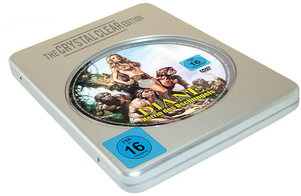 Eine silberne DVD-Hülle mit einer DVD darin, die eine Filmgrafik zeigt.