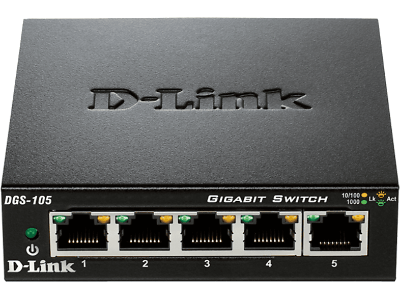 D-LINK Switch 5x1000Mbps Fémházas Asztali, DGS-105/E