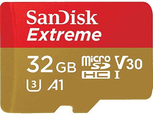 SANDISK Extreme - Carte mémoire  (32 GB, 160 MB/s, Rouge/Or)