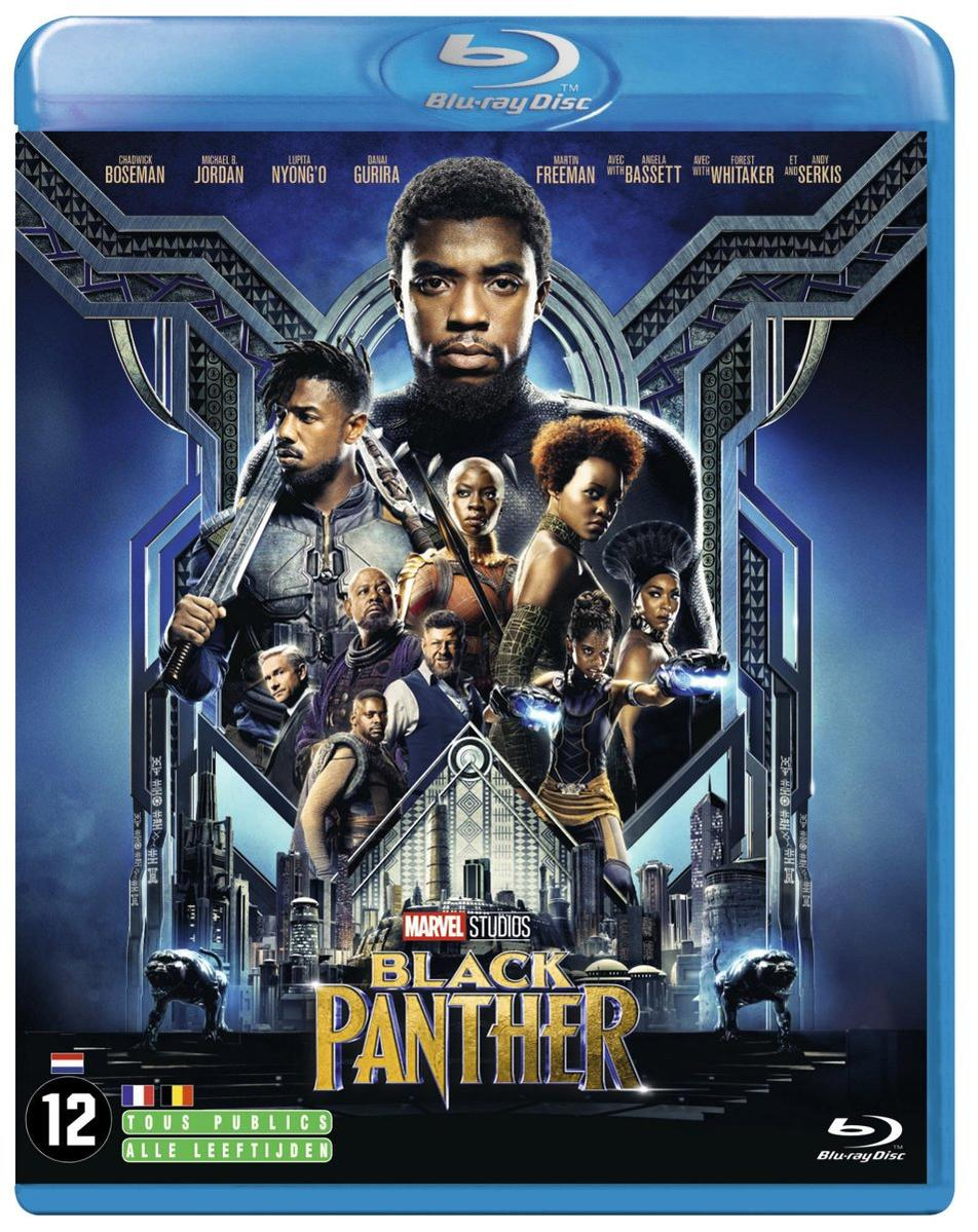 Blu-ray disc van de film Black Panther. Met acteurs Chadwick Boseman, Michael B. Jordan.