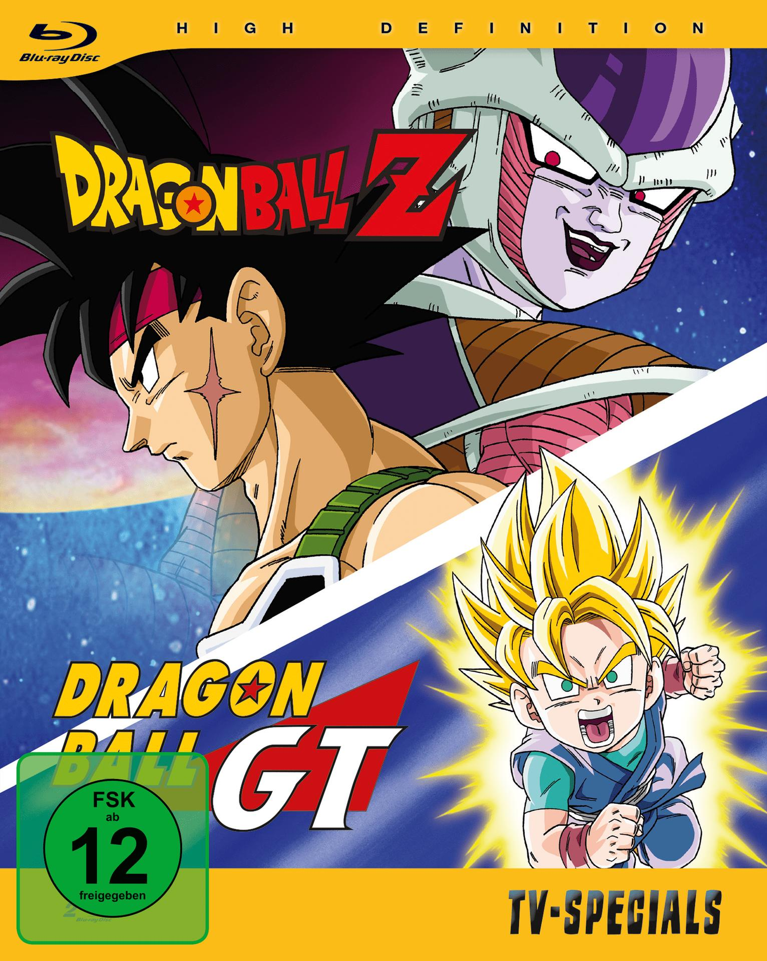 Anime-Cover-Art. Charaktere aus Dragon Ball Z und GT. Frieza und Goku werden angezeigt. Text: Dragon Ball Z & GT.