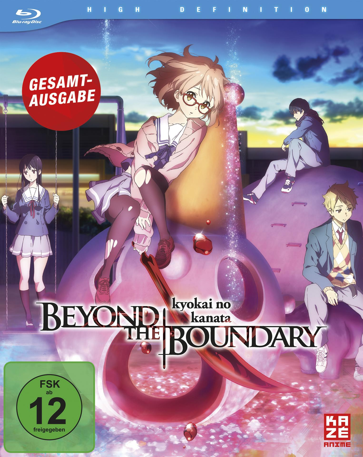 Anime-DVD-Cover mit einem Mädchen mit Brille auf einem Spielplatz, mit anderen Anime-Charakteren.