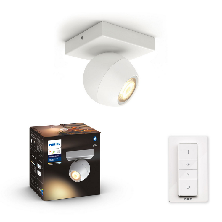 Foco - Philips Hue Buckram Single, 1 Foco, Inteligente, Interior, LED, Luz blanca y color, Domótica, Blanco