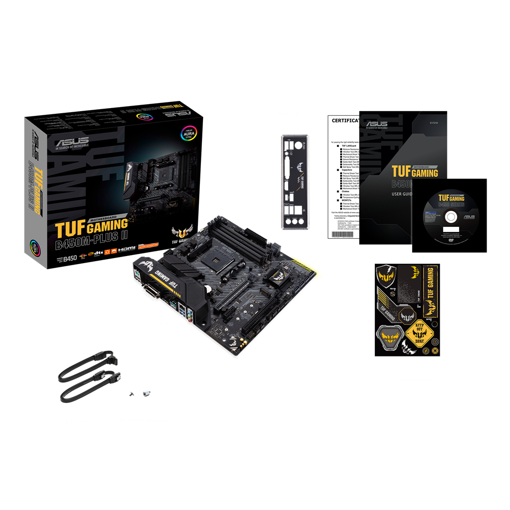 ASUS TUF GAMING B450M-PLUS II AMD B450 AM4 DDR4 4400 DP HDMI M2 USB3.2 AURA RGB mATX