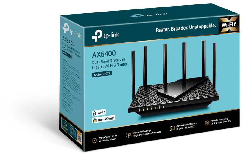 Router doboz, szöveggel és router grafikával, türkiz háttéren.