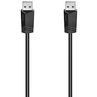 Cable USB - Hama 00200601, 1.5 m, De USB-A a USB-A, USB 2.0, 480 MBit/s, Doble protección, Negro