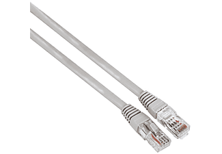 Cable de red - Hama 00200910, 3 m, 1 GBit/s, U/UTP, CAT 5e, Enchufe RJ45, Gris
