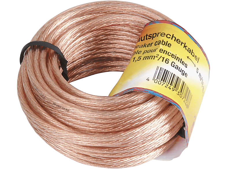 Cable audio - Hama 00205142, 2 x 1.5 mm², 10 m, Transparente