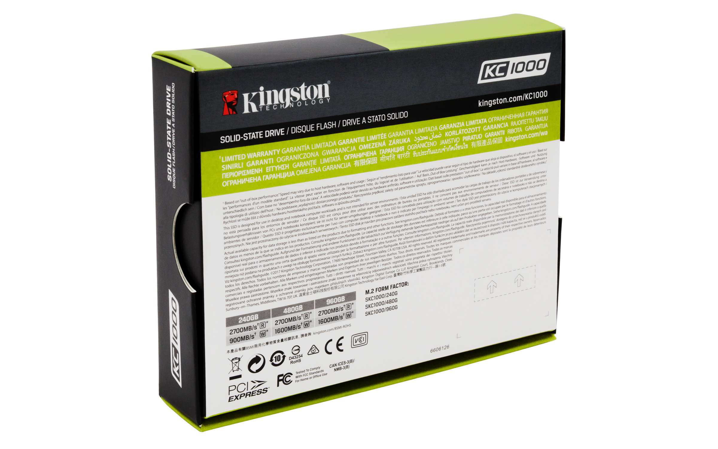 KINGSTON 240GB KC1000 PCIE GEN3 X 4, NVME (M.2 2280)(2700/900MB/S) SKC1000/240G SSD