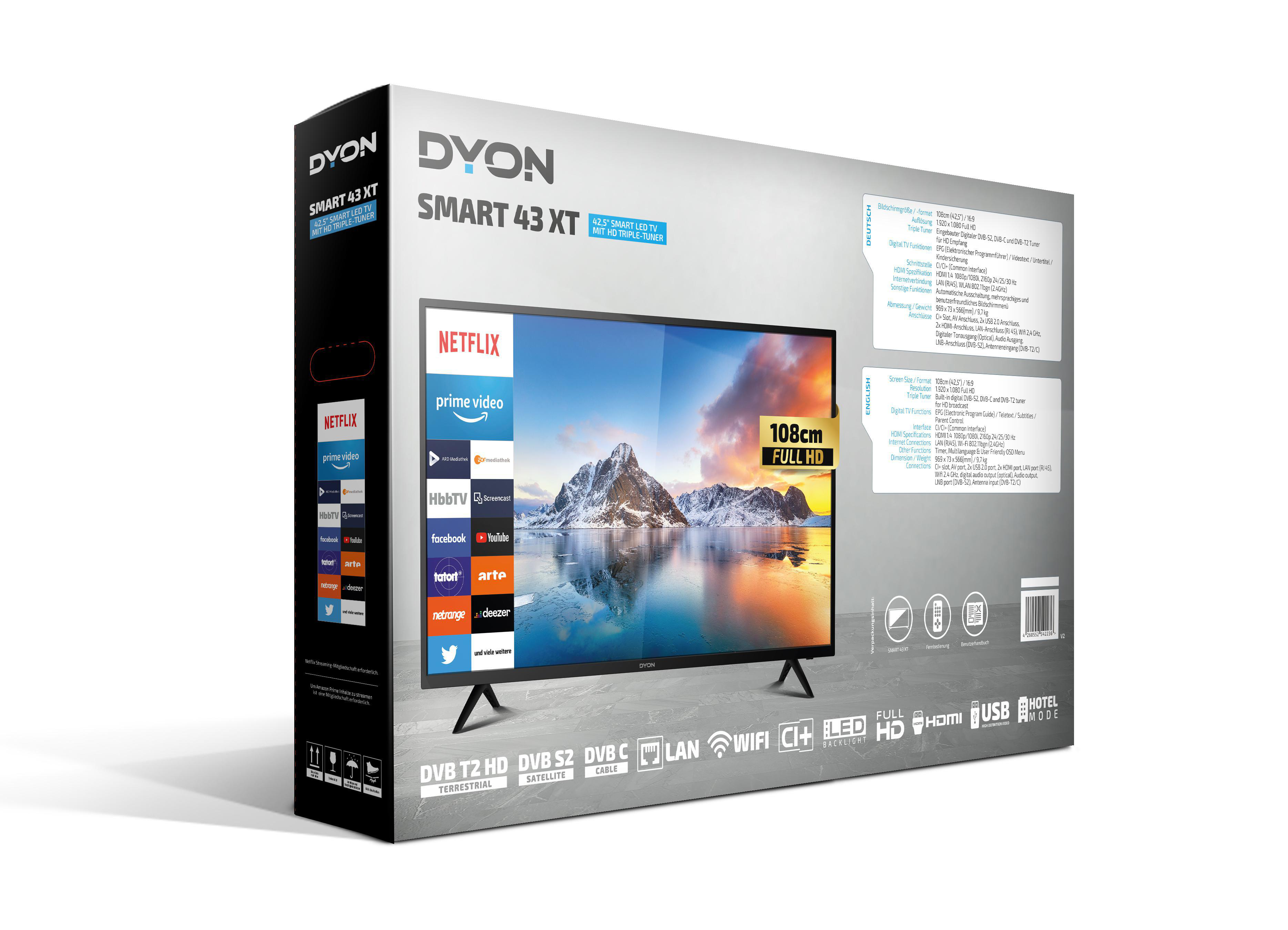 DYON SMART 43 XT V2 LED TV (Flat, 42,5 Zoll / 108 cm, Full-HD, SMART TV)