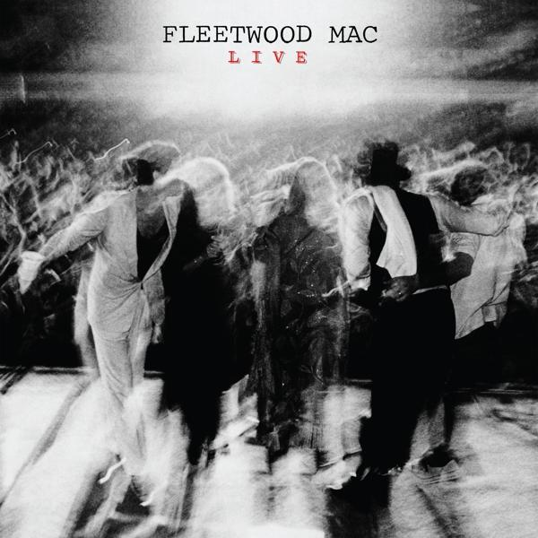 Verschwommenes Schwarzweißbild von Fleetwood Mac live.