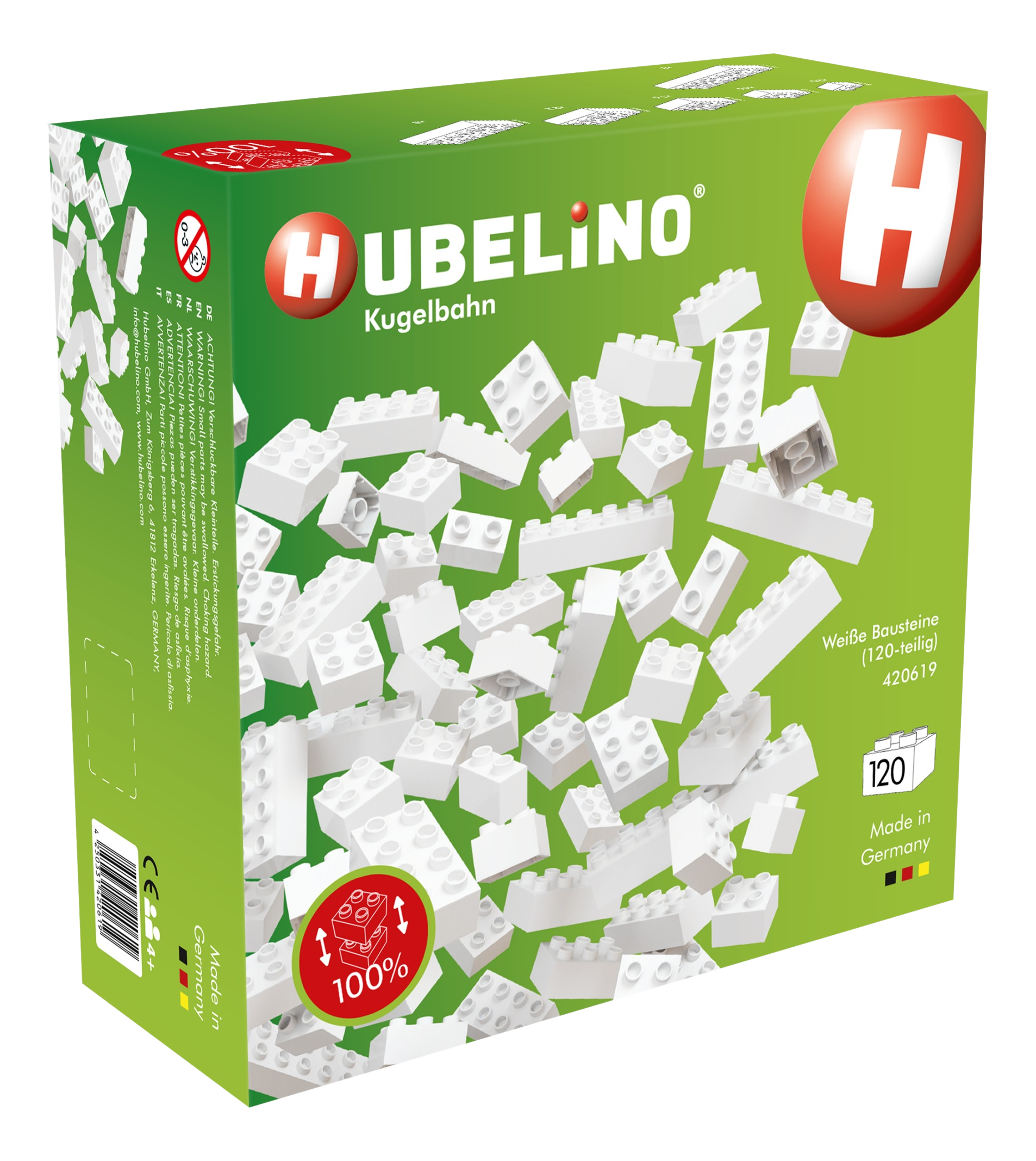 HUBELINO Set di pezzi di costruzione (120 pezzi) - Blocchi di costruzione (Bianco)