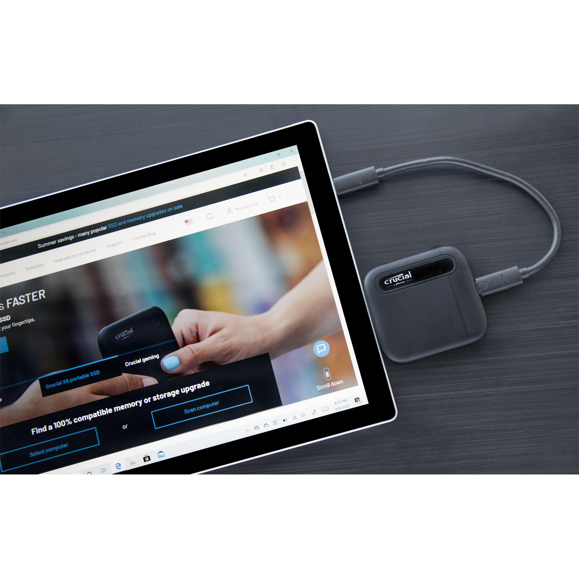 CRUCIAL X6 USB 3.1 Gen 2 Typ-C (10 GB/s) Festplatte, 4 TB SSD, extern, Schwarz