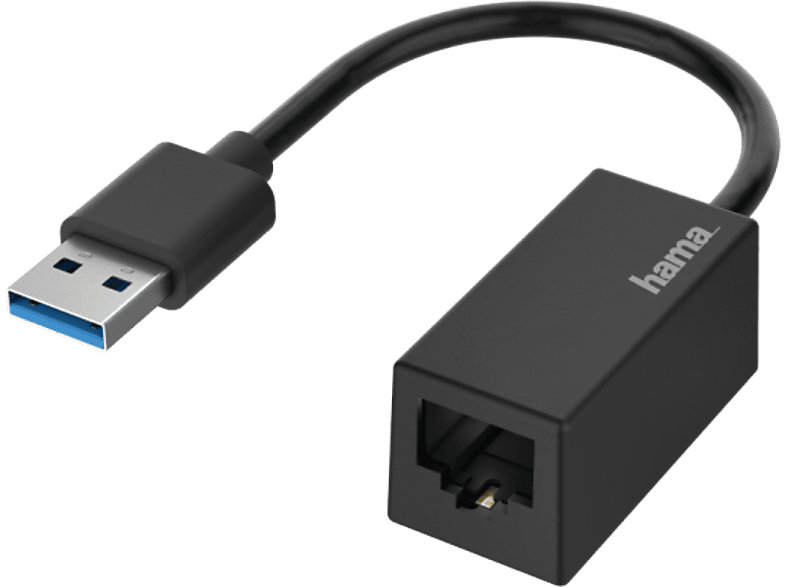 Adaptador - Hama 00200325, De USB a RJ45 Ethernet Gigabit V2, 1 Gbit/s, Negro