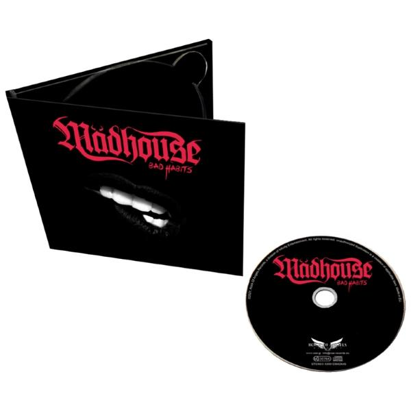 Eine schwarze CD-Hülle mit dem Album Madhouse Bad Habits. Eine CD befindet sich neben der Hülle.