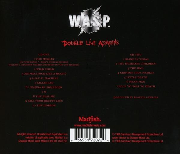 Albumcover mit rot-weißem Logo und einer Titelliste auf schwarzem Hintergrund.