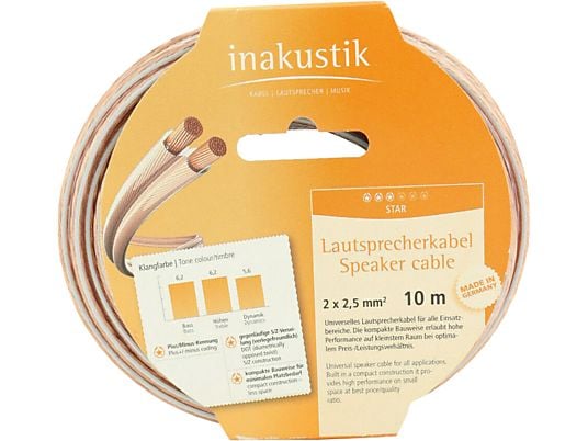 INAKUSTIK 003022010 LS 2x2.5mm2 10m - Câble haut-parleur (Transparent)