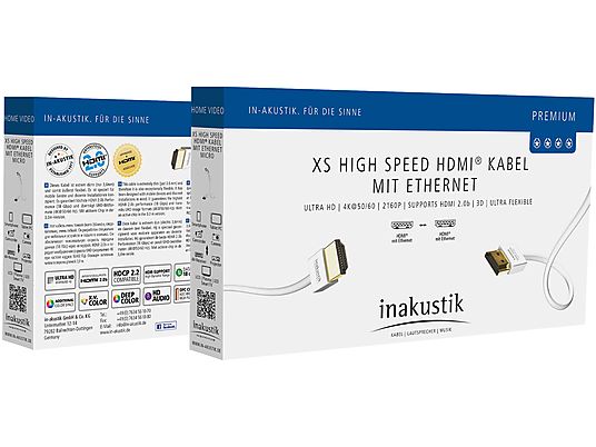 INAKUSTIK 4246830 - HDMI Kabel mit Ethernet (Weiss)