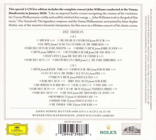 CD-Cover mit Noten und Text über John Williams und die Wiener Philharmoniker.