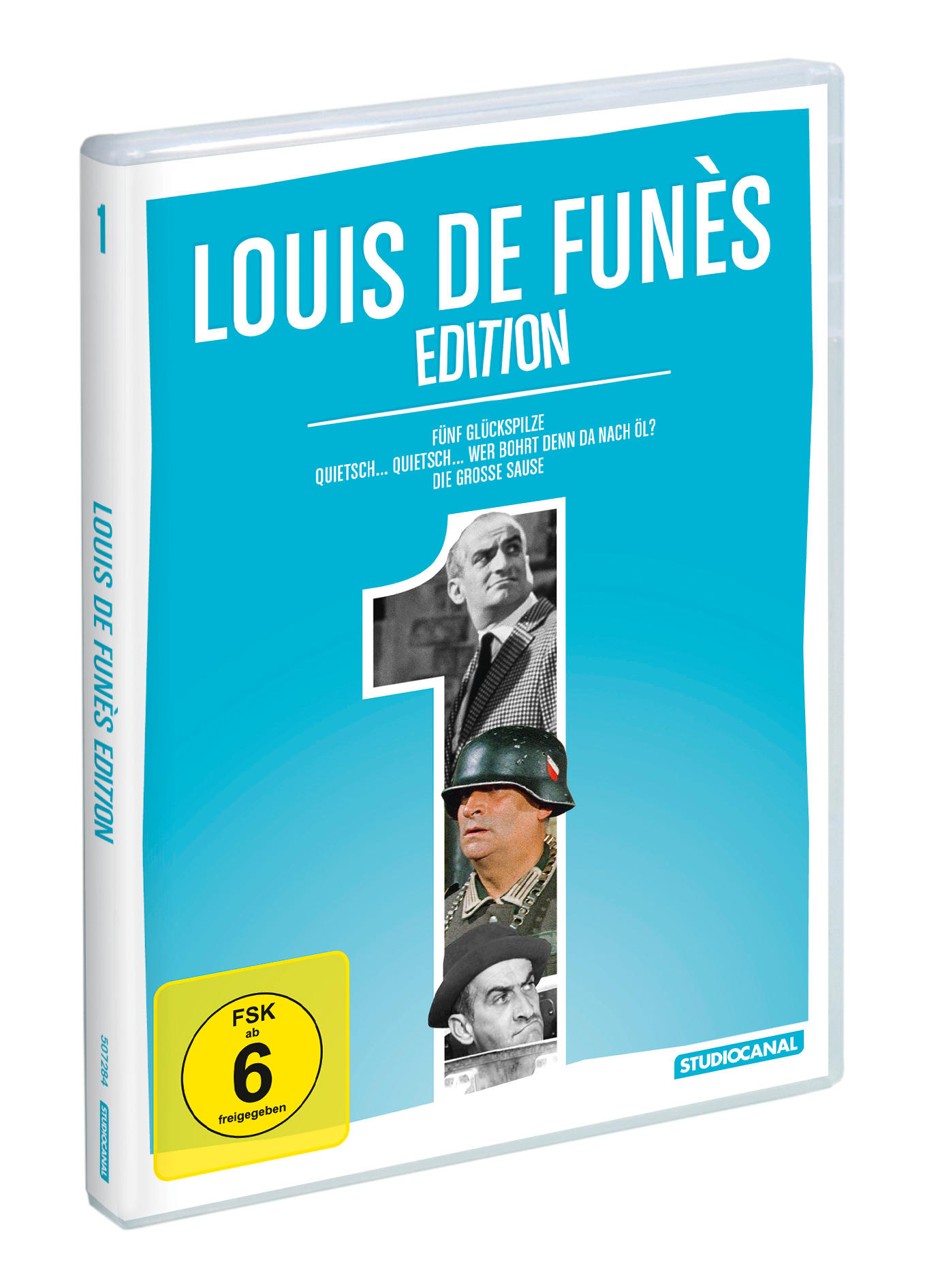 DVD-Box mit einem Bild von Louis De Funès, einem berühmten Schauspieler.