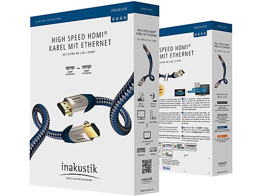 INAKUSTIK 0042305 - Câble HDMI (Bleu/Argent)