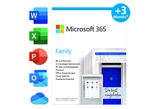 Microsoft 365 Famille GER 12 mois (+3 mois extra si acheté ensemble avec un laptop*)