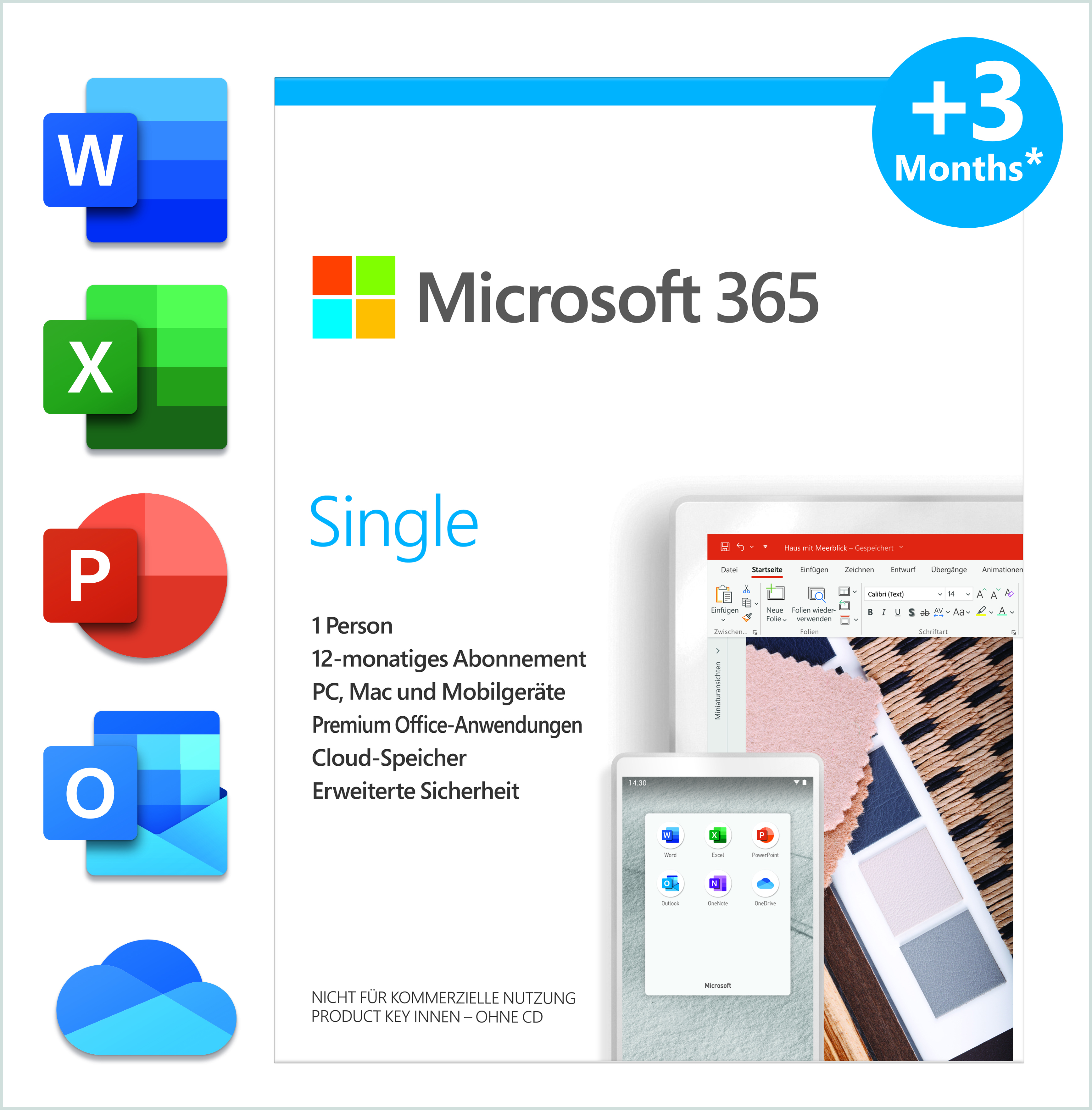 Microsoft 365 Personnel GER 12 mois (+3 mois extra si acheté ensemble avec un laptop*)