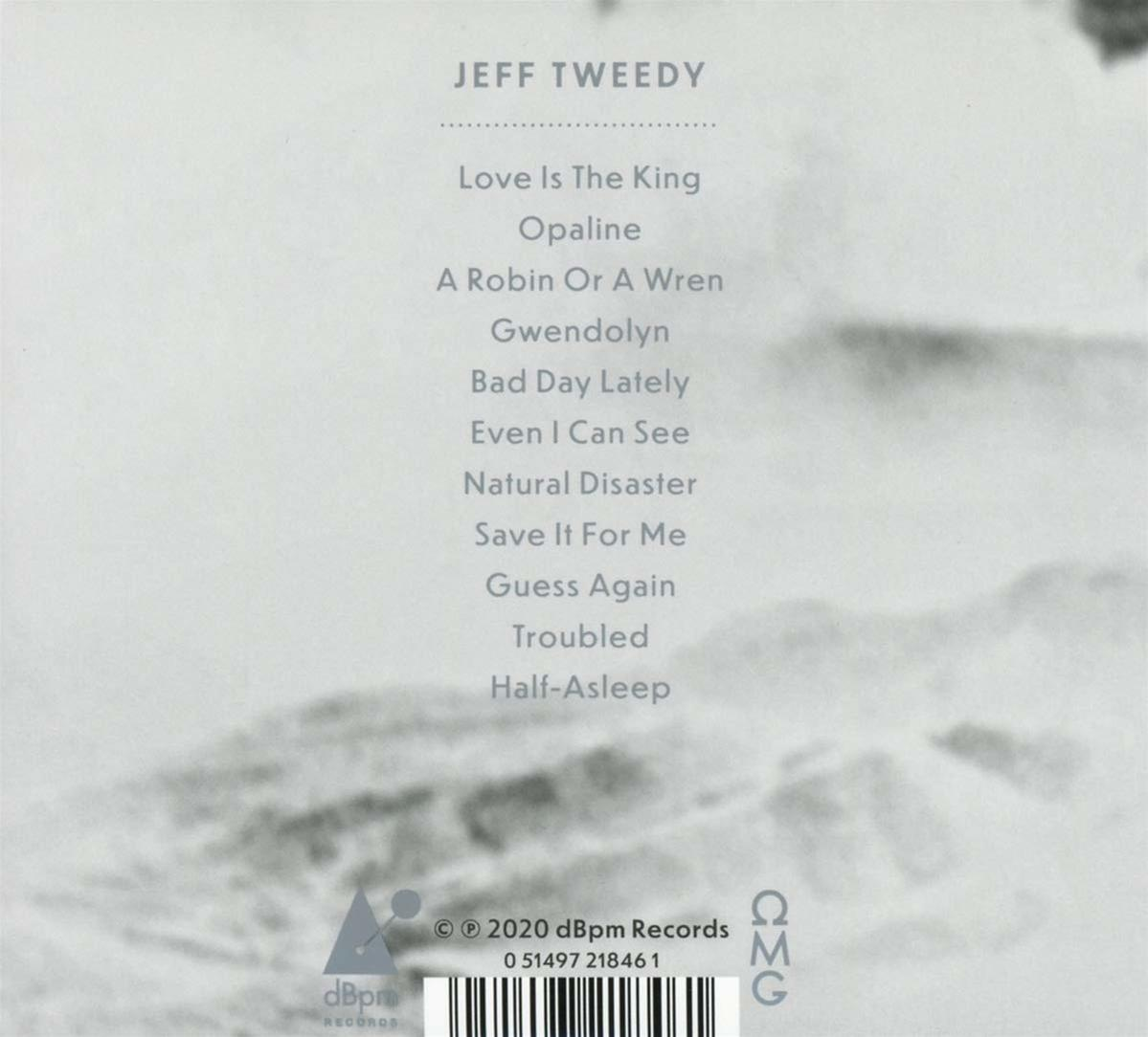 Pochette d'album avec liste des titres : Jeff Tweedy. Le fond est gris flou.