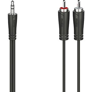 Adaptador - Hama 00200720, De conector Jack 3.5 mm a doble cable RCA, 1.5 m, Negro