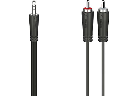Adaptador - Hama 00200720, De conector Jack 3.5 mm a doble cable RCA, 1.5 m, Negro