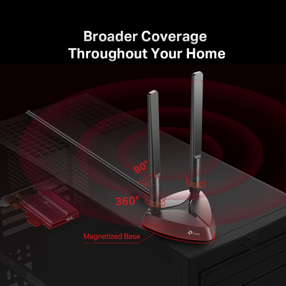 TP-LINK Archer TX3000E | Wi-Fi 6 & Bluetooth 5.0 PCIe | AX3000 Mbps | Intel Chipset | WPA3 | Mıknatıslı Anten | Düşük Gecikme | Geniş Kapsama