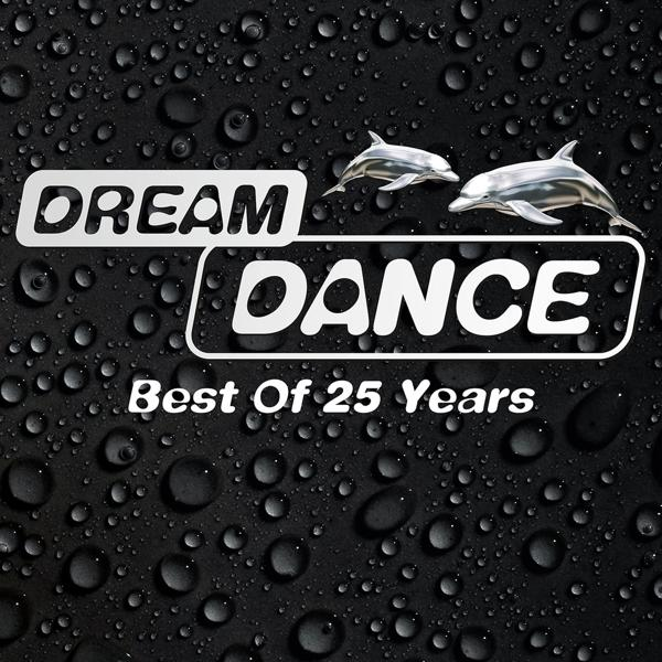 Albumcover mit Wassertropfen und den Worten "DREAM DANCE", "Best Of 25 Years" mit Delfinen.