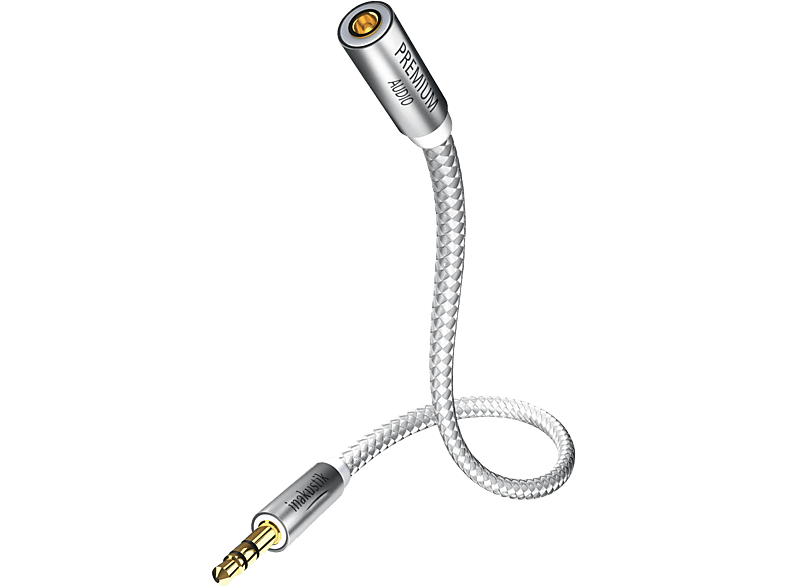 INAKUSTIK 410202 - 3.5 mm Klinken-Verlängerungskabel (Silber/Weiss)