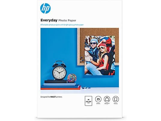 HP Everyday-Fotopapier glänzend - 25 Blatt/A4/210 x 297 mm -  (Schwarz/Blau/Weiss)