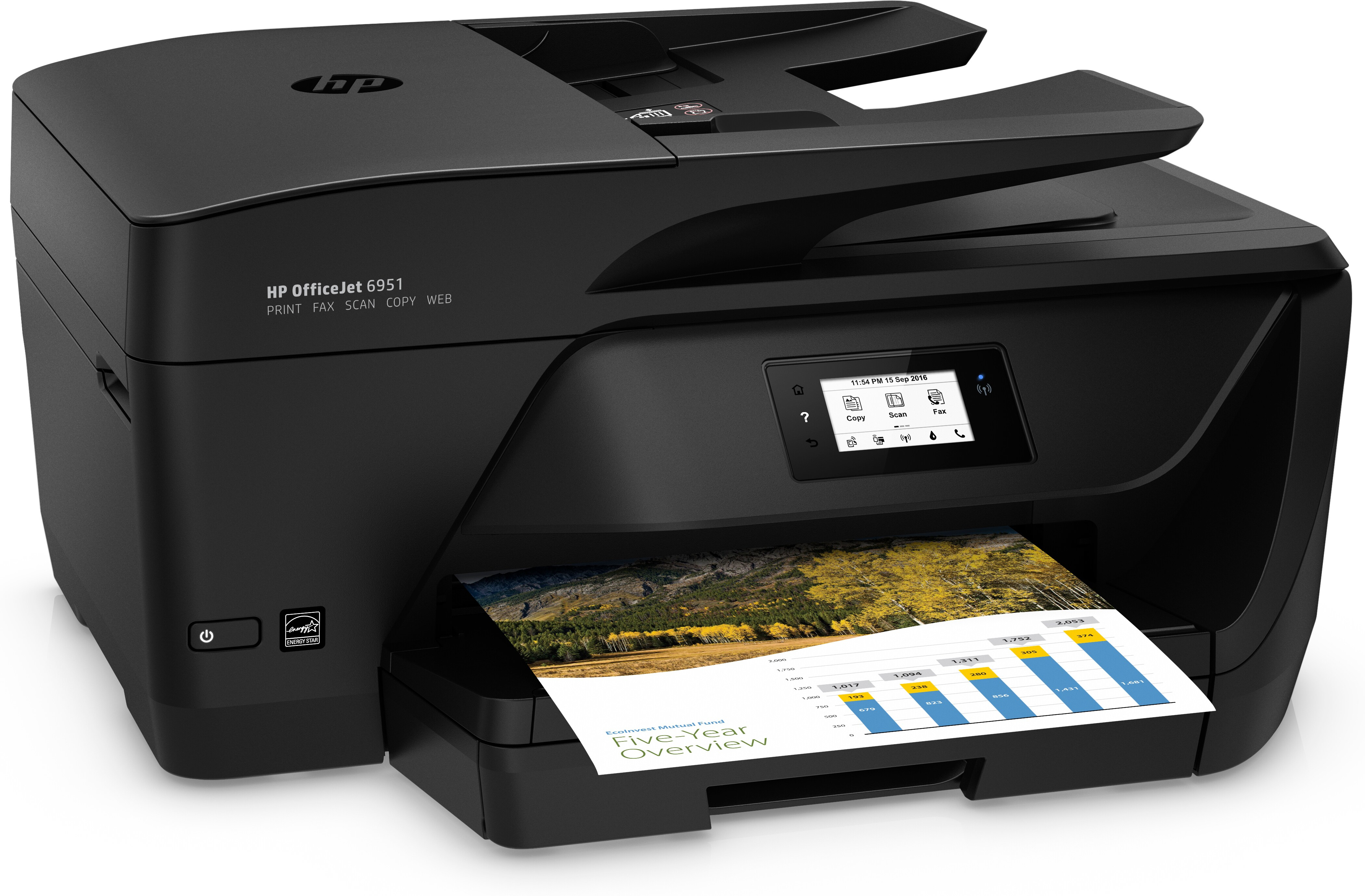 Impresora multifunción - HP OfficeJet 6951, Wifi, Doble cara automática, Negro