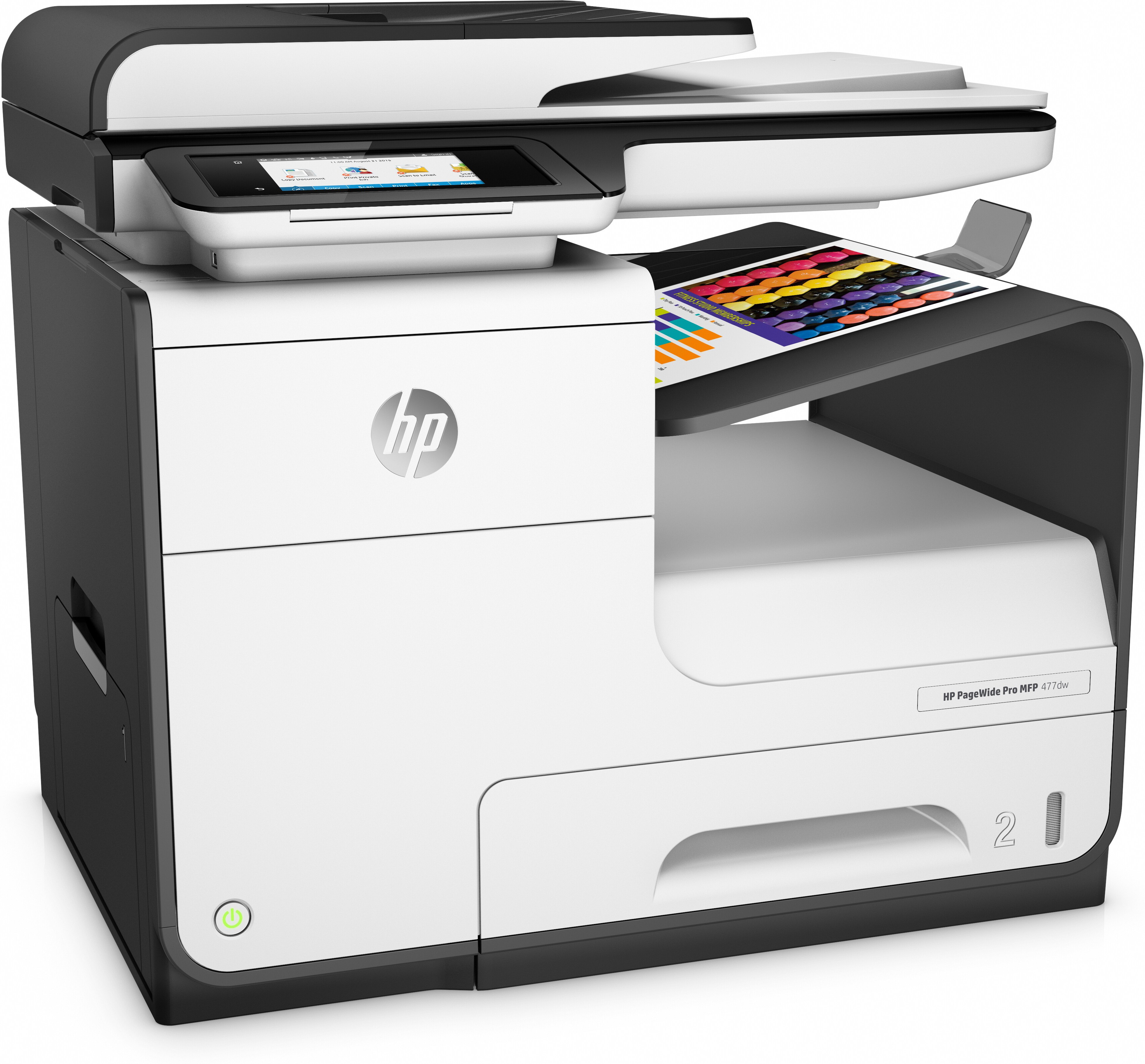 Impresora multifunción - HP PageWide Pro 477dw, Color, Doble cara, 55 ppm, 2400 x 1200, WiFi, 768 MB