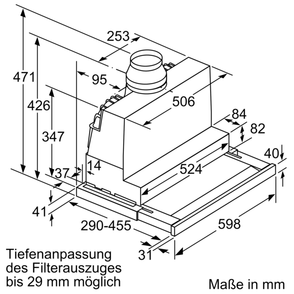 SIEMENS Dunstabzugshaube LI67SA271, mm 290 tief) (598 mm breit,