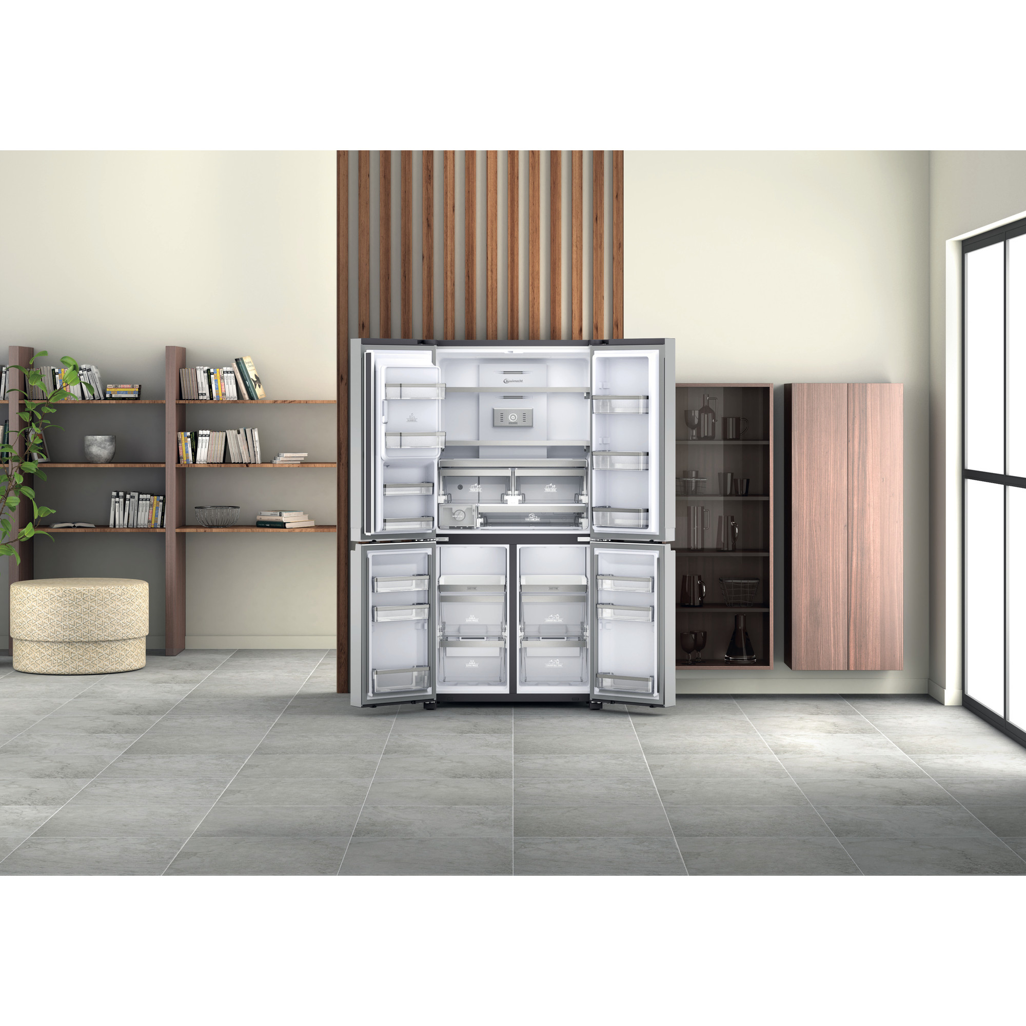 BAUKNECHT BQ9I MO1L Kühlgefrierkombination French Door (592 l, F, 1876 mm hoch, Edelstahloptik)