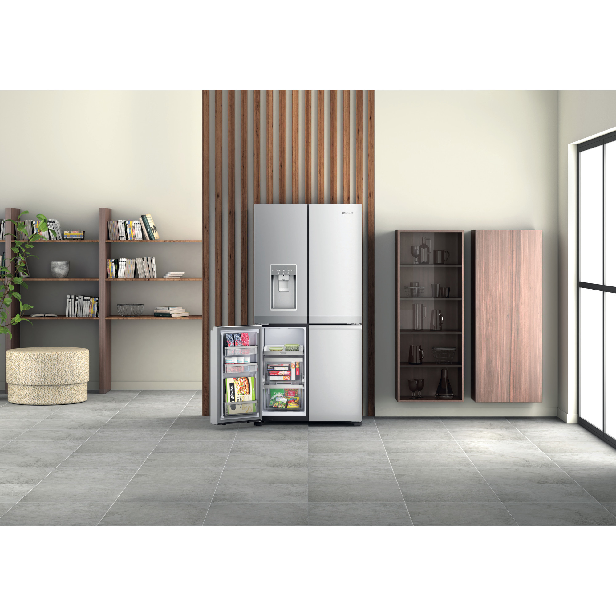 BAUKNECHT BQ9I MO1L Kühlgefrierkombination French Door (592 l, F, 1876 mm hoch, Edelstahloptik)